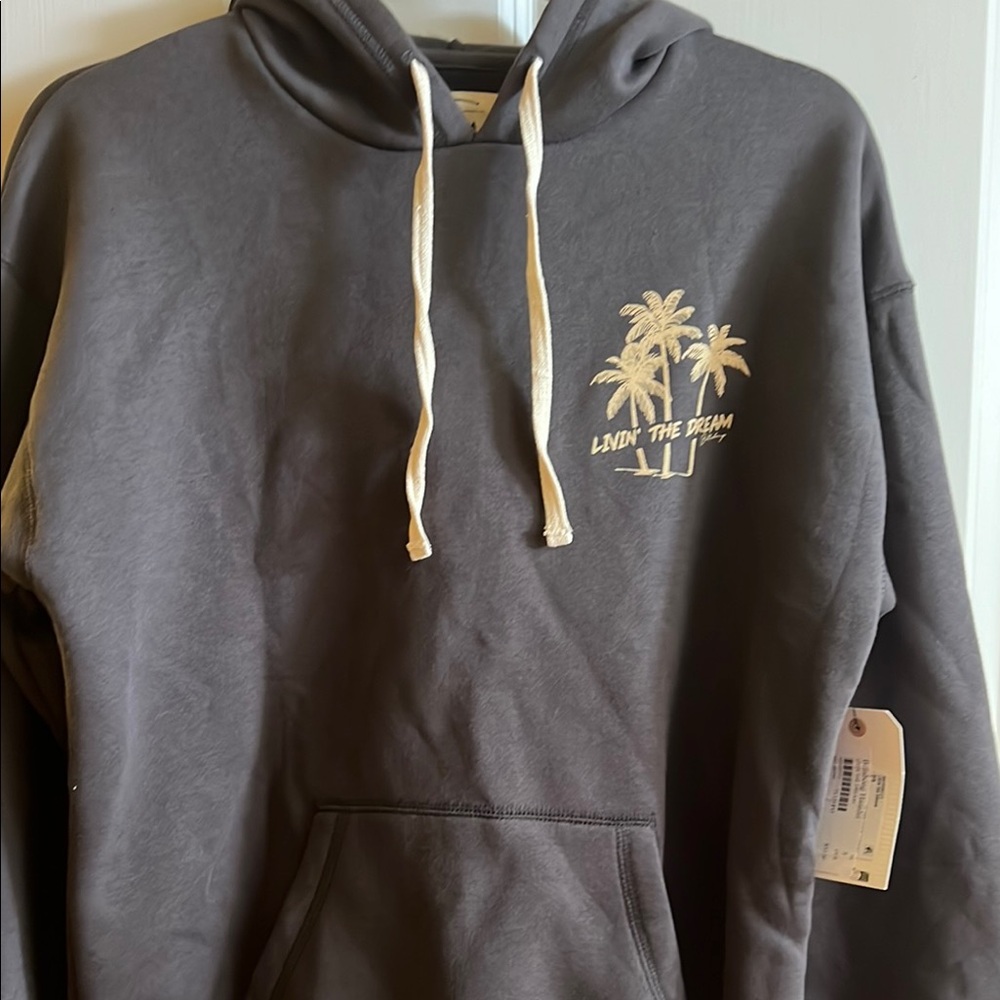 Billabong Livin" the Dream Size small Gray Hoodie with Palm Tree Design